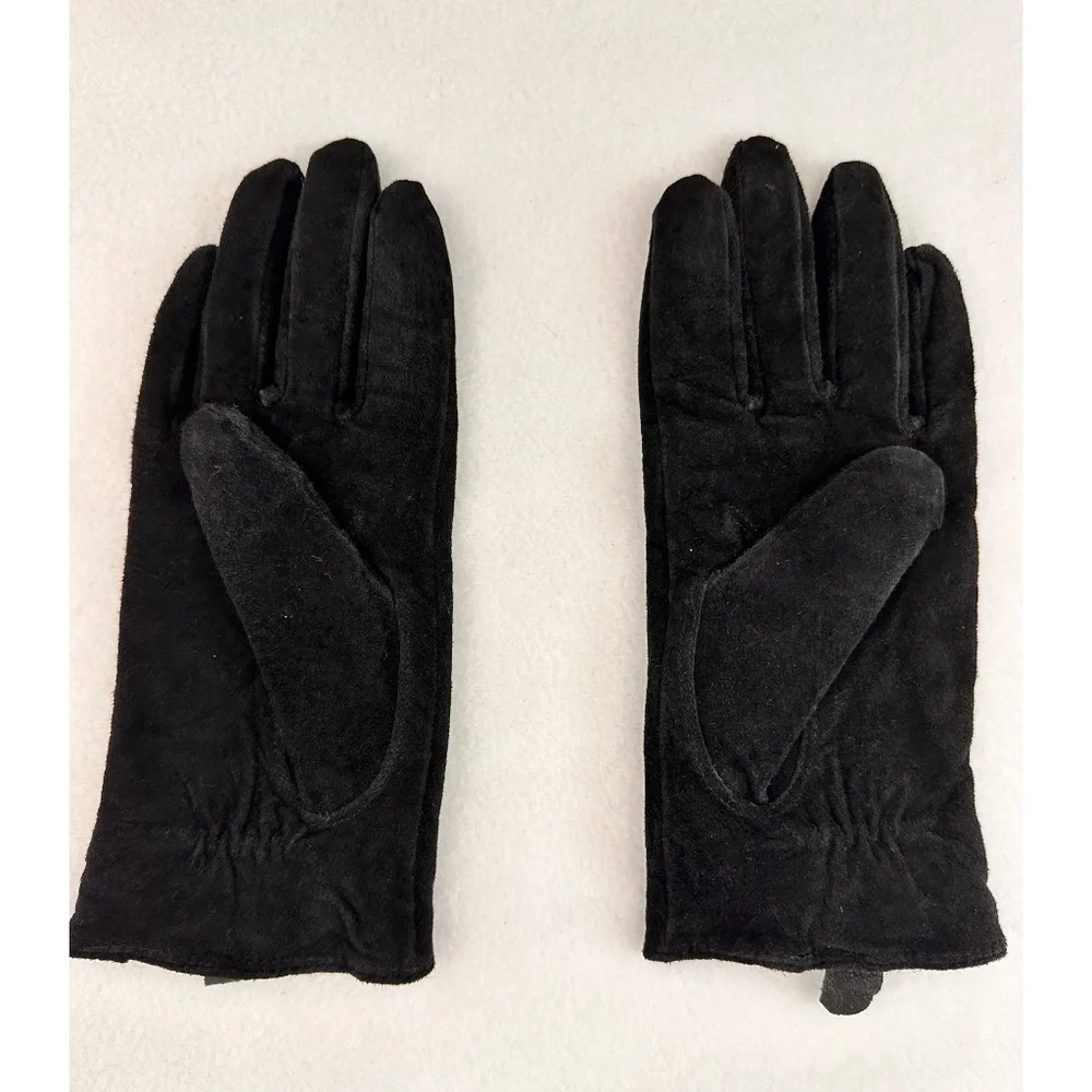 Vintage Inspired Pig Suede Black Crystal Brooch Pin Elegant Gloves
